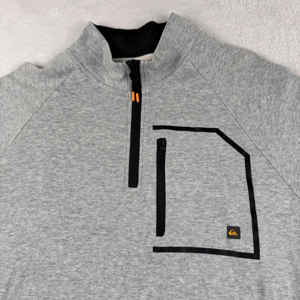 Quiksilver Waterman Pullover Mens Medium‎ Gray Quarter Zip Dry Flight Pocket